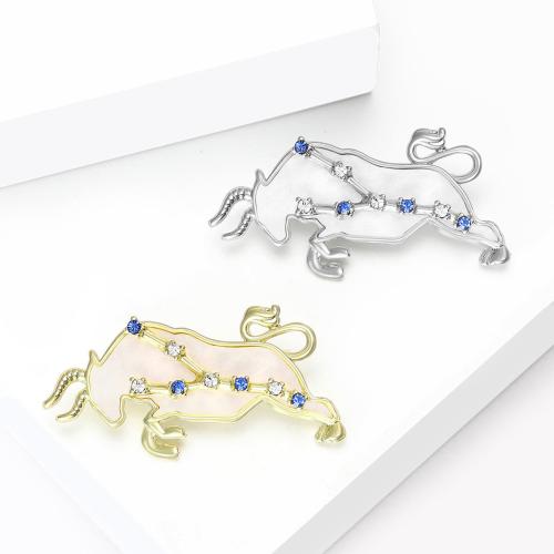 Rhinestone Brooch, Tibetan Style, Taurus, plated, fashion jewelry & with rhinestone, more colors for choice, Sold By PC