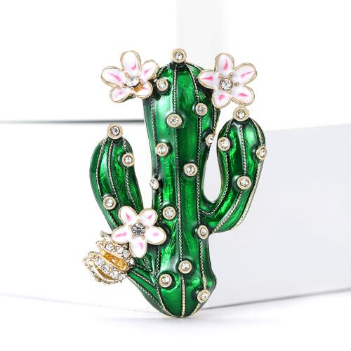 Enamel Brooch, Tibetan Style, Opuntia Stricta, plated, fashion jewelry & with rhinestone, mixed colors, Sold By PC