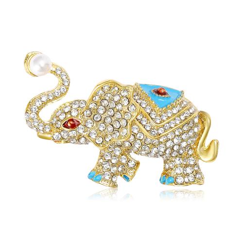 Rhinestone Brooch, Tibetan Style, Elephant, plated, fashion jewelry & enamel & with rhinestone, mixed colors, Sold By PC