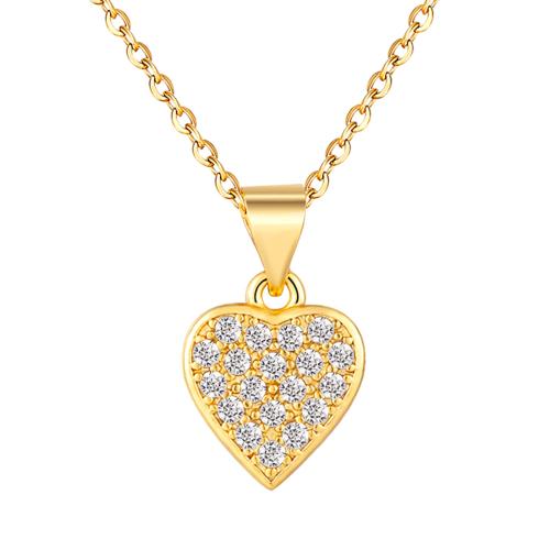 Cubic Zircon Micro Pave Brass Necklace, with 5cm extender chain, Heart, fashion jewelry & micro pave cubic zirconia & for woman, more colors for choice, Length:45 cm, Sold By PC