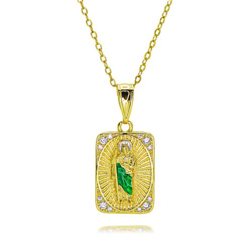 Cubic Zircon Micro Pave Brass Necklace, with 5cm extender chain, 18K gold plated, different styles for choice & micro pave cubic zirconia & for woman, Length:45 cm, Sold By PC