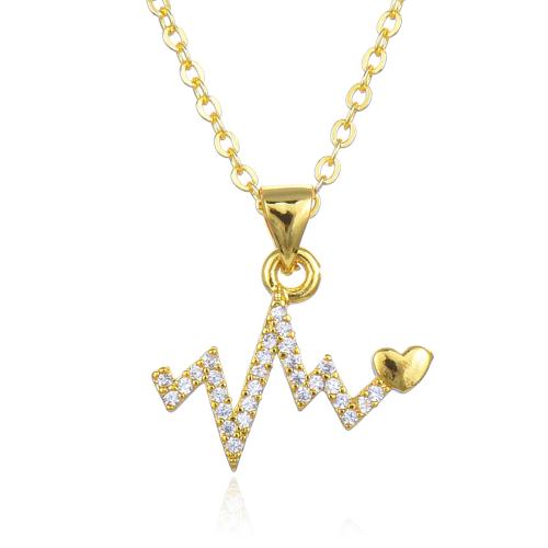 Cubic Zircon Micro Pave Brass Necklace, with 5cm extender chain, fashion jewelry & micro pave cubic zirconia & for woman, more colors for choice, Length:45 cm, Sold By PC