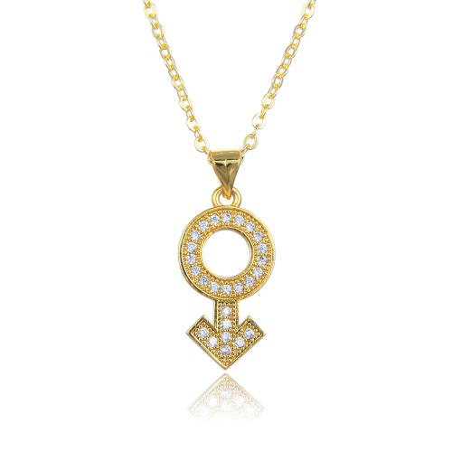 Cubic Zircon Micro Pave Brass Necklace, with 5cm extender chain, Male Mark, fashion jewelry & micro pave cubic zirconia & for woman, more colors for choice, Length:45 cm, Sold By PC