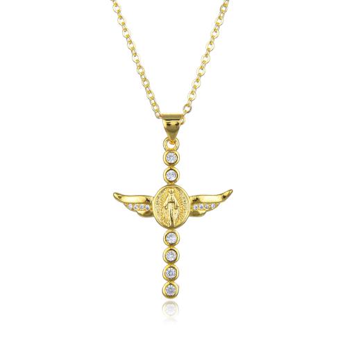 Cubic Zircon Micro Pave Brass Necklace, with 5cm extender chain, plated, fashion jewelry & micro pave cubic zirconia & for woman, more colors for choice, Length:45 cm, Sold By PC