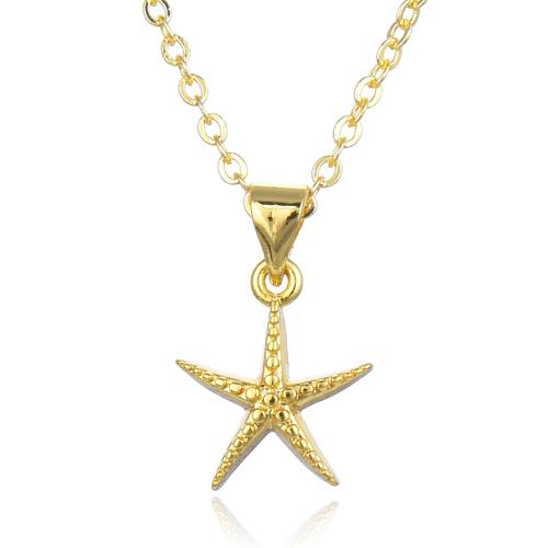 Brass Necklace, with 5cm extender chain, Starfish, fashion jewelry & for woman, more colors for choice, Length:45 cm, Sold By PC