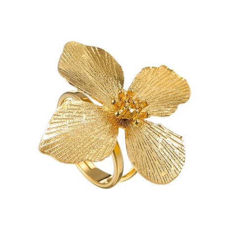 Anillo de dedo de acero inoxidable, acero inoxidable 304, Flor, 18K chapado en oro, Joyería & para mujer, Vendido por UD