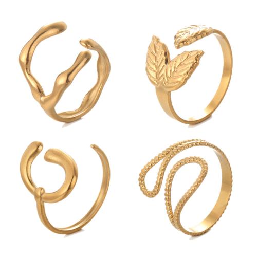 Anillo de dedo de acero inoxidable, acero inoxidable 304, chapado en oro de 14 K, Joyería & diferentes estilos para la opción & para mujer, Vendido por UD