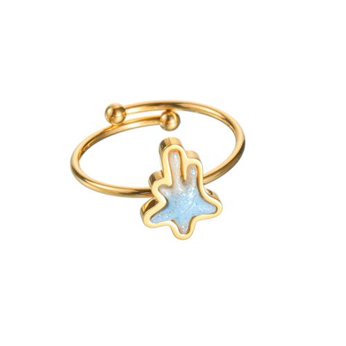 Anillo de dedo de acero inoxidable, acero inoxidable 304, con Acrílico, chapado, Joyería & diferentes estilos para la opción & para mujer, dorado, Vendido por UD