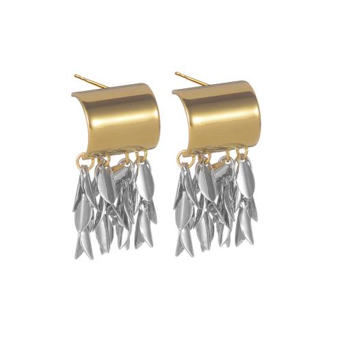 Fashion Fringe Earrings, 304 Stainless Steel, Leaf, plated, fashion jewelry & for woman, Sold By Pair