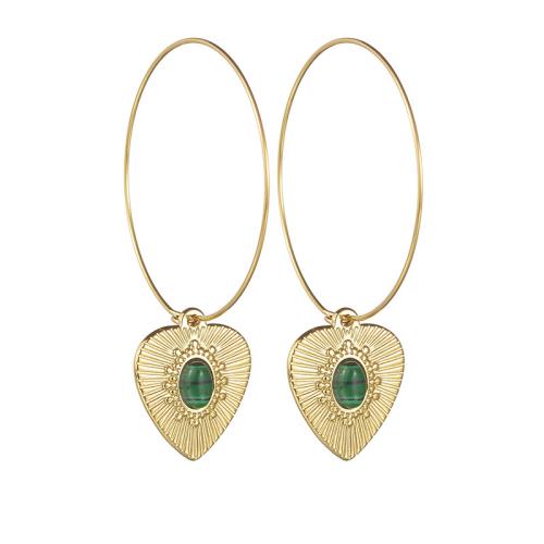 Stainless Steel Drop Earring, 304 Stainless Steel, with Turquoise, Heart, plated, fashion jewelry & for woman, golden, Sold By Pair