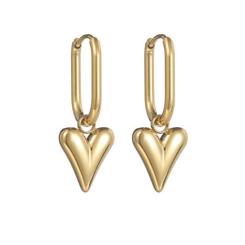 Stainless Steel Drop Earring, 304 Stainless Steel, Heart, plated, fashion jewelry & for woman, golden, Sold By Pair
