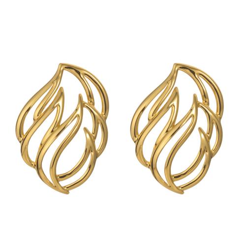 Stainless Steel Stud Earrings, 304 Stainless Steel, petals, 18K gold plated, fashion jewelry & for woman & hollow, Sold By Pair