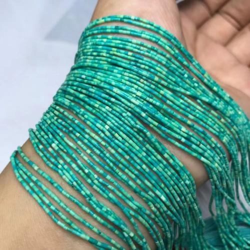 Abalorios de Turquesa, Turquesa natural, Columna, pulido, Bricolaje, verde, 1x1mm, Vendido para aproximado 35-40 cm Sarta