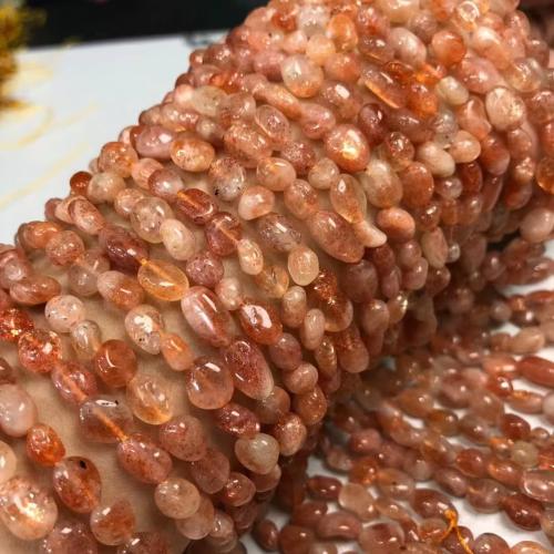 Quartz naturel bijoux perles, Strawberry Quartz, pepite, DIY, Or, beads length 8-9mm, Vendu par Environ 35-40 cm brin