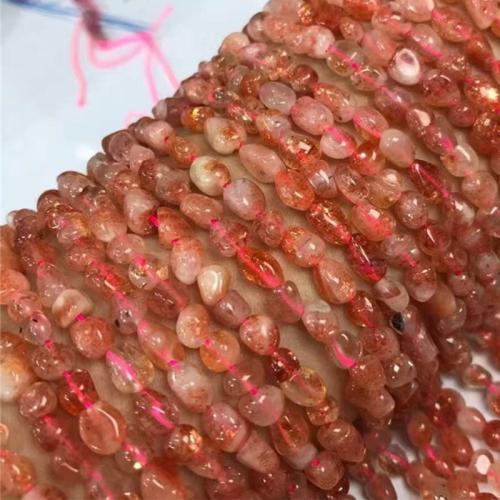 Perles bijoux en pierres gemmes, Fraise dorée, pepite, naturel & DIY, 5x7mm, Vendu par Environ 35-40 cm brin