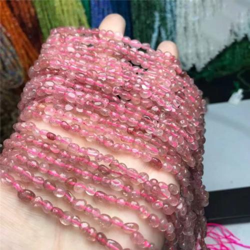 Quartz naturel bijoux perles, Strawberry Quartz, pepite, DIY, 5x7mm, Vendu par Environ 35-40 cm brin