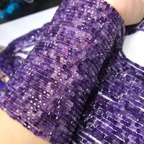 Abalorios Fluorita, Purple Fluorita, Cuadrado, natural & Bricolaje & facetas, beads length 3-3.5MM, Vendido para aproximado 35-40 cm Sarta
