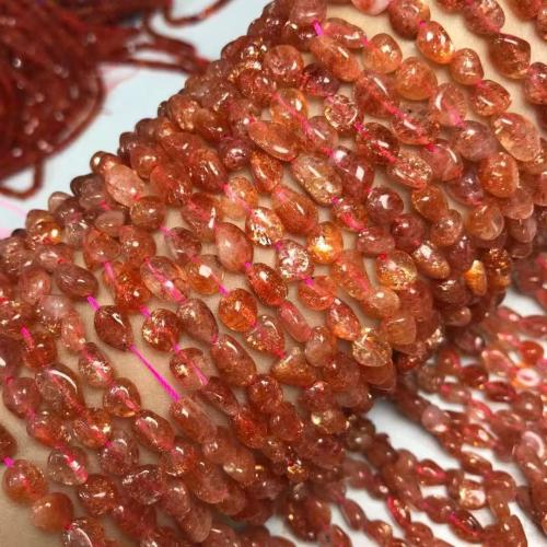 Abalorios de Gemas, Fresa dorada, Pepitas, Bricolaje, 6x8mm, Vendido para aproximado 35-40 cm Sarta