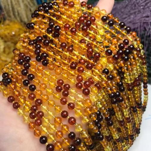 Perles bijoux en pierres gemmes, ambre, Rond, naturel & DIY, dégradé de couleur, beads length 5.5-6mm, Vendu par Environ 35-40 cm brin