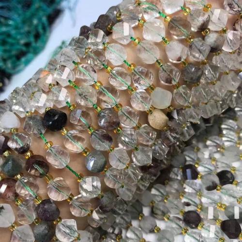 Natural Quartz Jewelry Beads, Green Phantom Quartz, Pumpkin, polished, DIY & twist, 7x8mm, Sold Per Approx 35-40 cm Strand