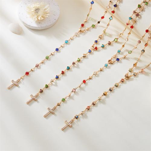 Fashion Fringe Necklace, Brass, with Crystal & Iron, plated, fashion jewelry & with rhinestone, more colors for choice, nickel, lead & cadmium free, Sold By PC