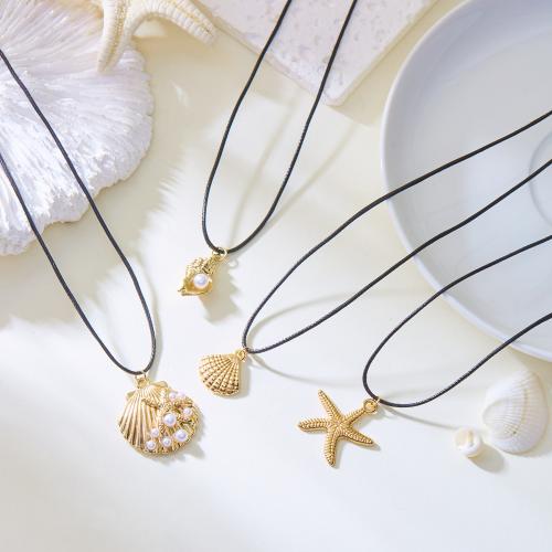 Tibetan Style Jewelry Necklace, with Wax Cord & Plastic Pearl, gold color plated, fashion jewelry, more colors for choice, Sold By PC