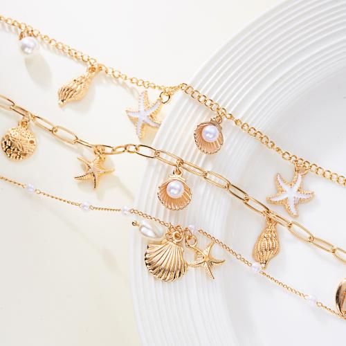 Tibetan Style Jewelry Necklace, with Plastic Pearl, gold color plated, fashion jewelry, more colors for choice, Sold By PC
