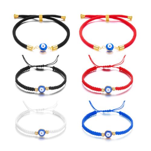 Evil Eye Jewelry Bracelet, Wax Cord, with Resin & Brass, gold color plated, fashion jewelry, more colors for choice, Sold By PC