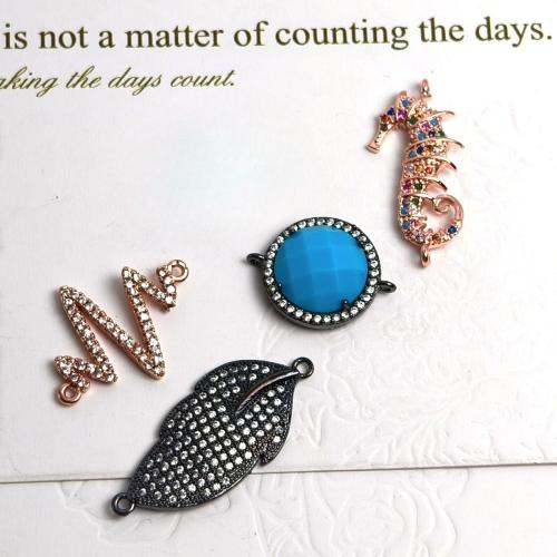 Cubic Zirconia Micro Pave Brass Connector, plated, fashion jewelry & micro pave cubic zirconia, more colors for choice, nickel, lead & cadmium free, Sold By PC