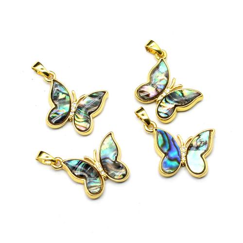 Natural Abalone Shell Pendants, with Brass, Butterfly, DIY, more colors for choice, 22x16x3mm, Sold By PC