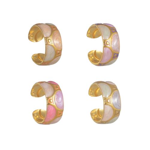 Anillo de dedo del esmalte de acero inoxidable, acero inoxidable 304, chapado en color dorado, Joyería & para mujer, más colores para la opción, Vendido por UD
