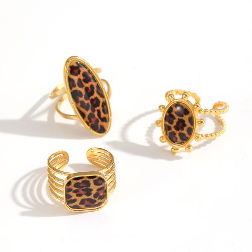 Stainless Steel Finger Ring, 304 Stainless Steel, 18K gold plated, different styles for choice & for woman & epoxy gel & decal, Sold By PC