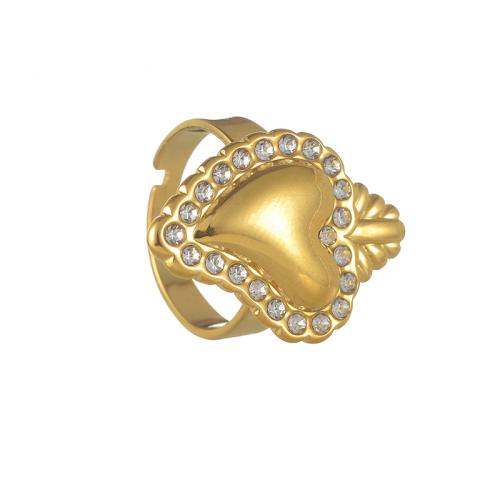 Rhinestone-Edelstahl -Finger-Ring, 304 Edelstahl, plattiert, Modeschmuck & für Frau & mit Strass, keine, verkauft von PC