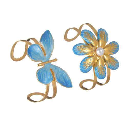 304 Stainless Steel Cuff Bangle, plated, different styles for choice & for woman & enamel & hollow, golden, Sold By PC