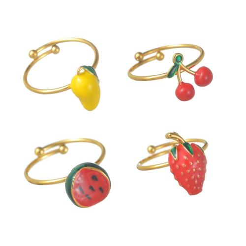 Anillo de dedo del esmalte de acero inoxidable, acero inoxidable 304, chapado, diferentes estilos para la opción & para mujer, dorado, Vendido por UD