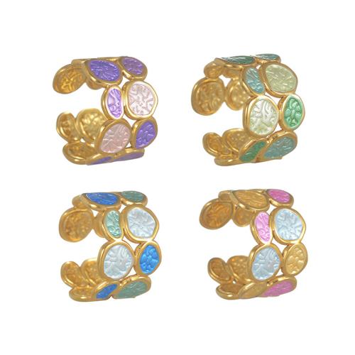 Anillo de dedo del esmalte de acero inoxidable, acero inoxidable 304, chapado en color dorado, para mujer & hueco, más colores para la opción, Vendido por UD