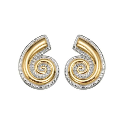 Stainless Steel Stud Earrings, 304 Stainless Steel, Conch, plated, fashion jewelry & for woman & two tone, Sold By Pair