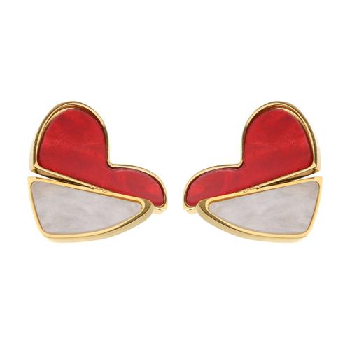 Stainless Steel Stud Earrings, 304 Stainless Steel, Heart, plated, for woman & enamel & two tone, more colors for choice, Sold By Pair