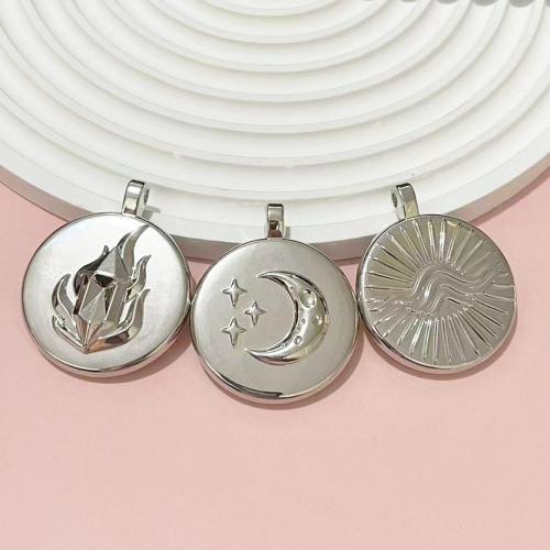 Tibetan Style Pendants, Round, silver color plated, DIY, silver color, 100PCs/Bag, Sold By Bag