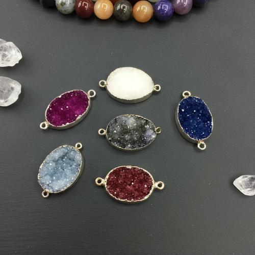 Ice Quartz Agate Connetor, with Brass, plated, DIY, more colors for choice, 15x35mm, Sold By PC