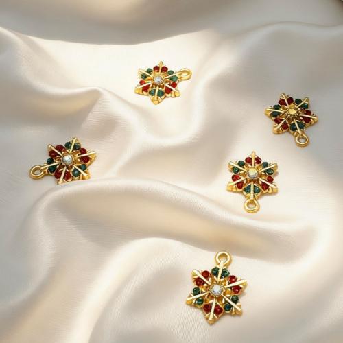 Tibetan Style Pendant, Snowflake, plated, Christmas Design & DIY & with rhinestone, more colors for choice, 100PCs/Bag, Sold By Bag