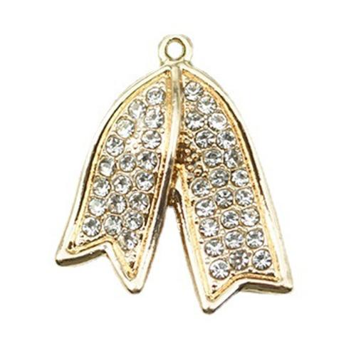 Tibetan Style Pendant, Leaf, gold color plated, DIY & with rhinestone, golden, 100PCs/Bag, Sold By Bag