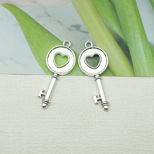 Tibetan Style Key Pendants, silver color plated, DIY, silver color, nickel, lead & cadmium free, 100PCs/Bag, Sold By Bag