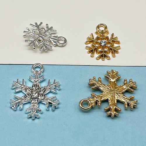 Tibetan Style Christmas Pendants, Snowflake, plated, Christmas Design & DIY & with rhinestone, more colors for choice, nickel, lead & cadmium free, 100PCs/Bag, Sold By Bag