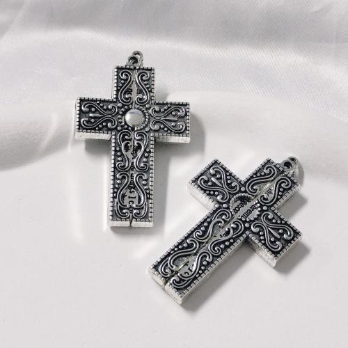 Pendentifs croix en alliage de zinc  , Placage de couleur argentée, DIY, 100PC/sac, Vendu par sac
