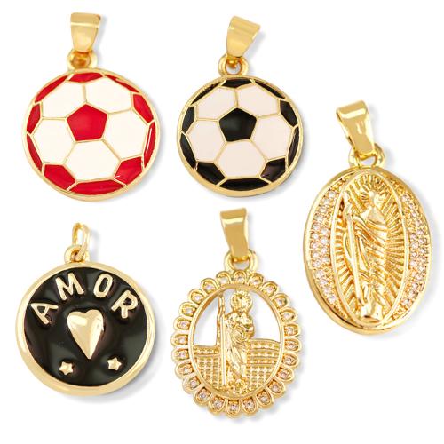 Cúbicos Circonia Colgante Latón Micro pavimenta, metal, chapado, Bricolaje & micro arcilla de zirconia cúbica & esmalte, más colores para la opción, libre de níquel, plomo & cadmio, Vendido por UD