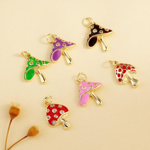 Befestigter Zirkonia Messing Anhänger, Pilz, plattiert, DIY & Micro pave Zirkonia & Emaille, keine, frei von Nickel, Blei & Kadmium, verkauft von PC