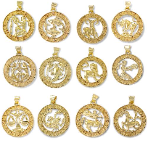 Messing Schmuck Anhänger, rund, plattiert, DIY, goldfarben, frei von Nickel, Blei & Kadmium, verkauft von PC