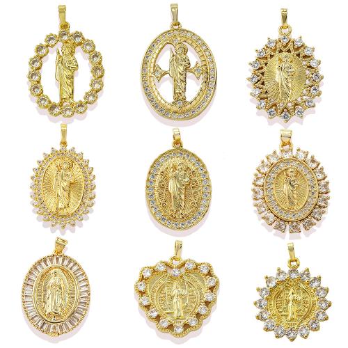 Cúbicos Circonia Colgante Latón Micro pavimenta, metal, Esférico, chapado, Bricolaje & micro arcilla de zirconia cúbica, dorado, libre de níquel, plomo & cadmio, Vendido por UD