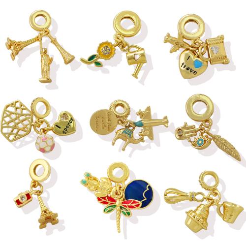 Cúbicos Circonia Colgante Latón Micro pavimenta, metal, chapado, Bricolaje & micro arcilla de zirconia cúbica & esmalte, más colores para la opción, Vendido por UD